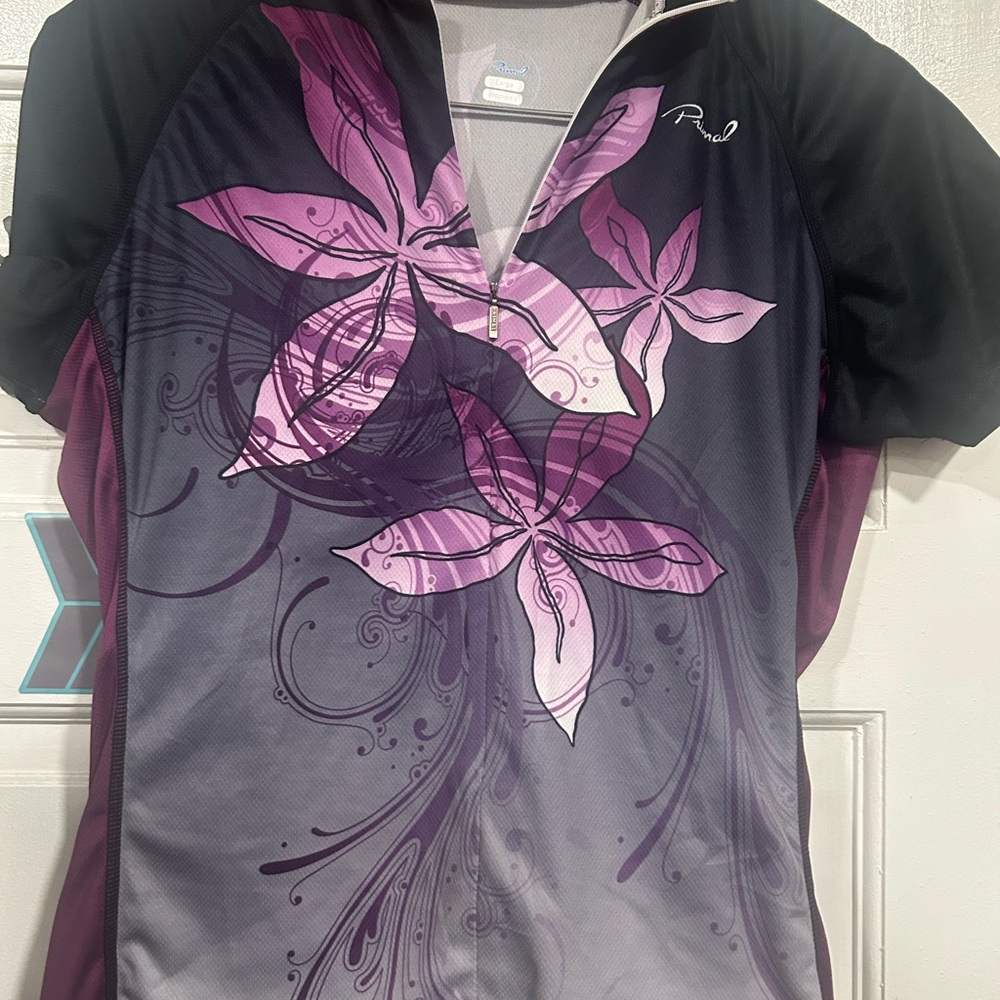 Women's Floral Cycling Jersey - Black and Purple